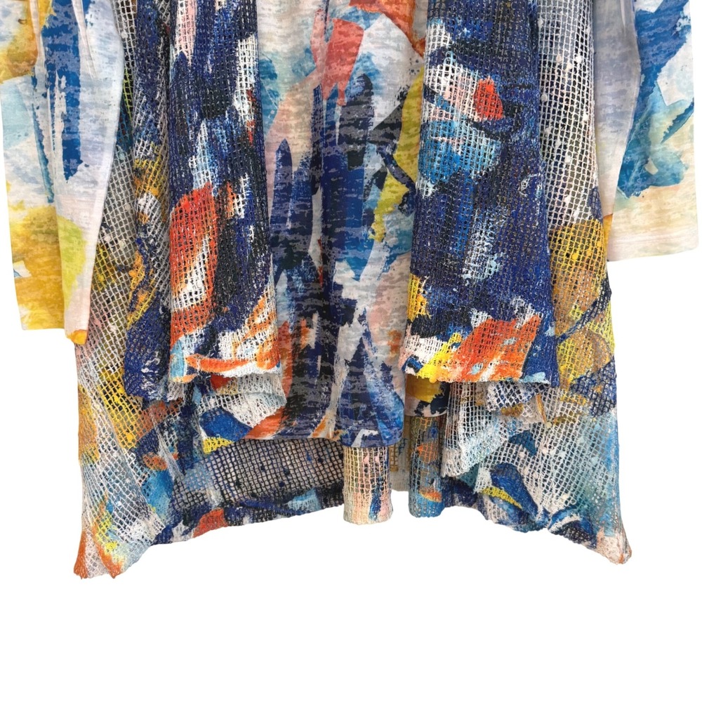 Jess & Jane Womens M 2pc Set Boho Abstract Floral Mesh Vest & Long Sleeve Top - Picture 5 of 8